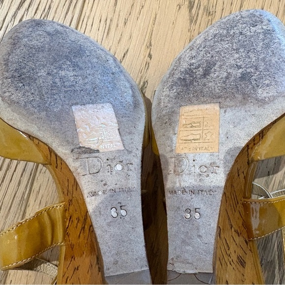 Dior Cork Wedge Patent Strappy Sandals - Picture 11 of 11